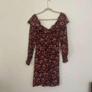 Rebecca Taylor Burgundy Floral Mini Dress